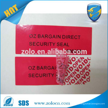 Anti-counterfeit tamper proof sticker /security void labels for paper box packaging